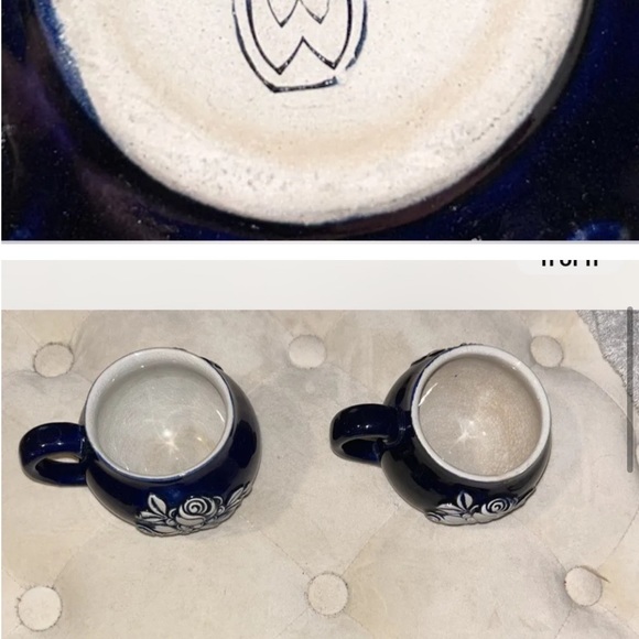 Vintage German Wick-Werke Mug Beer Stein wildflowers Blue Cobalt 4 Pc Set - Picture 6 of 6